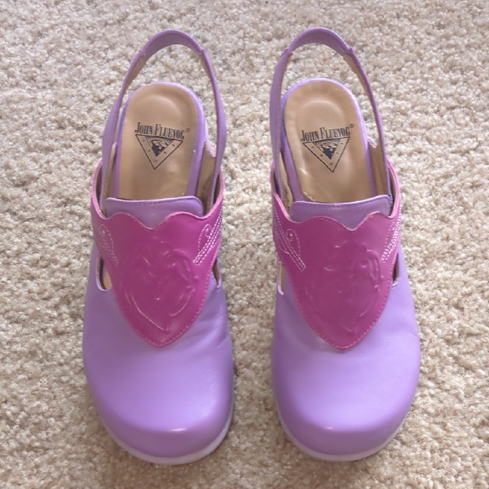 John Fluevog Kitschy Kitschy Boom Boom Purple and Pink Shoes Size 7.5